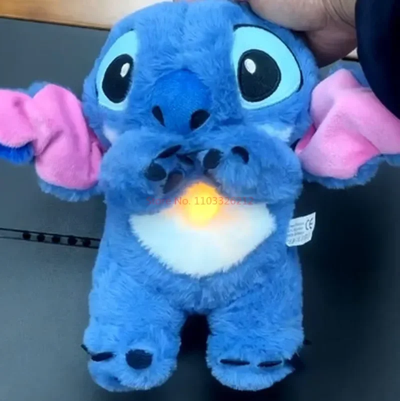 Authentic Stitch Disney Breathe Led Music Plush Doll Action Figure Lilo Stitch Doll For Baby Sleeping Accompany Toy