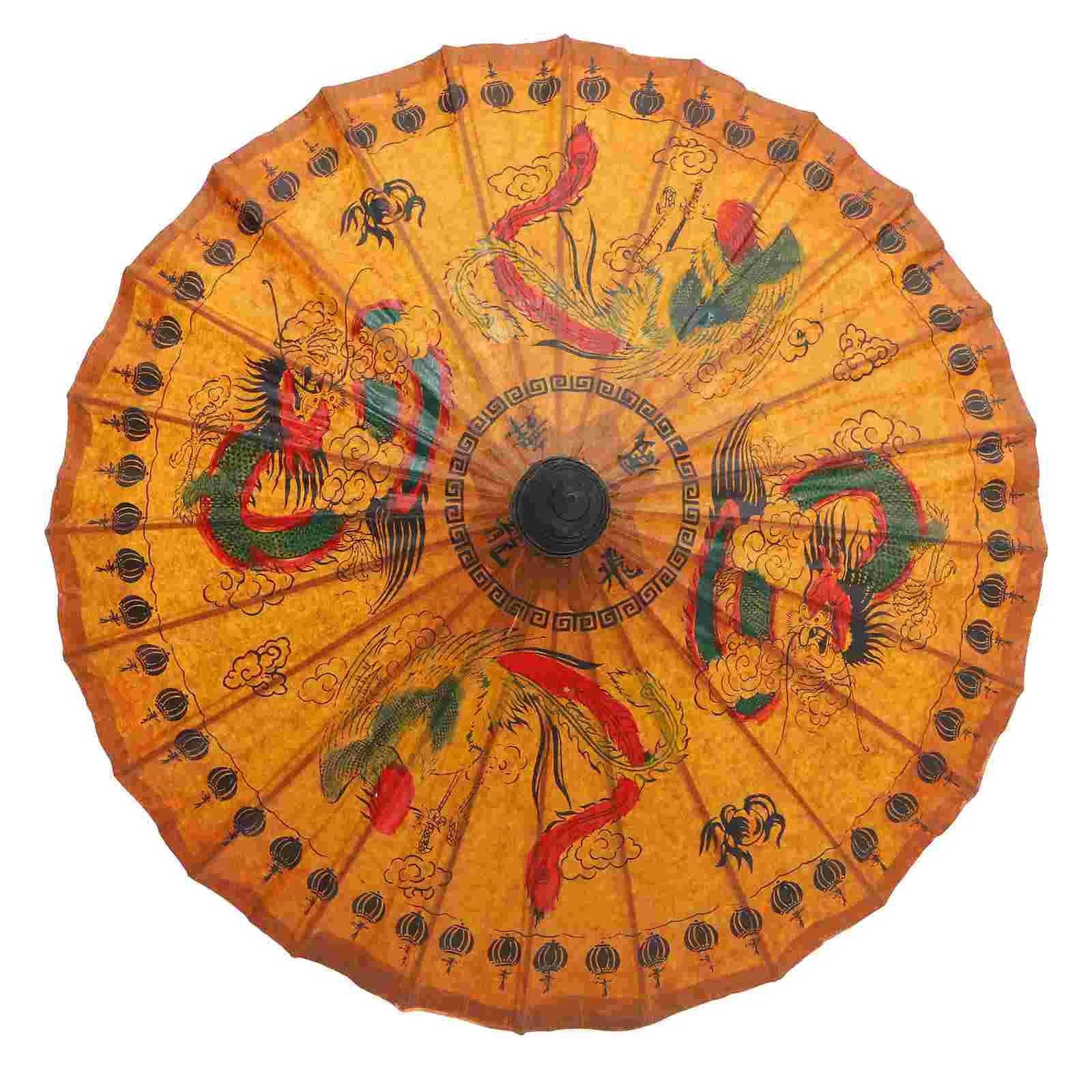 Cosplay Costume Umbrella Hand-painted Oil Paper Umbrellas for Rain Classical Dance Dancing Brown Chinese Traditional Bridesmaid