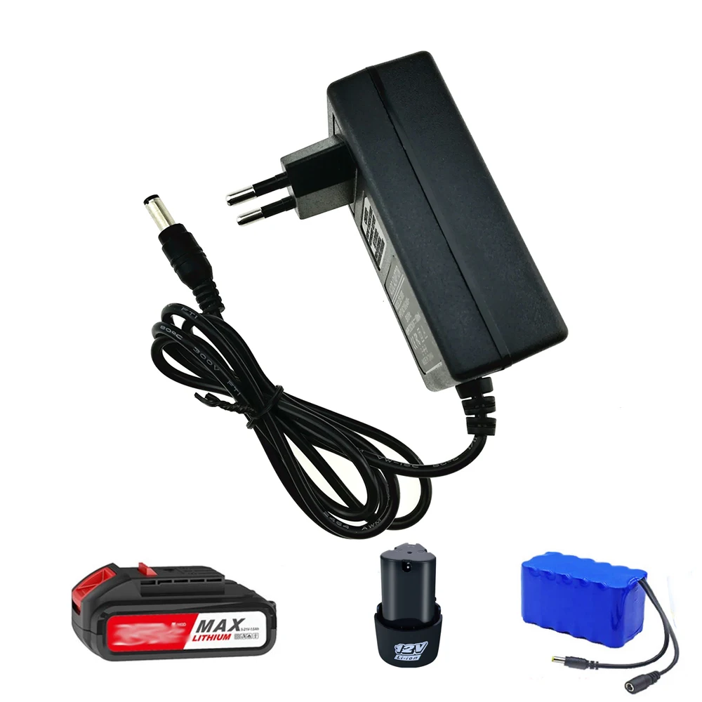 12.6V 16.8V 2A 21V 25V 1A 18650 Lithium Battery Charger DC 5.5*2.1-2.5mm for 3S 4S 5S 6S 12V to 25V Screwdriver Battery Pack Use