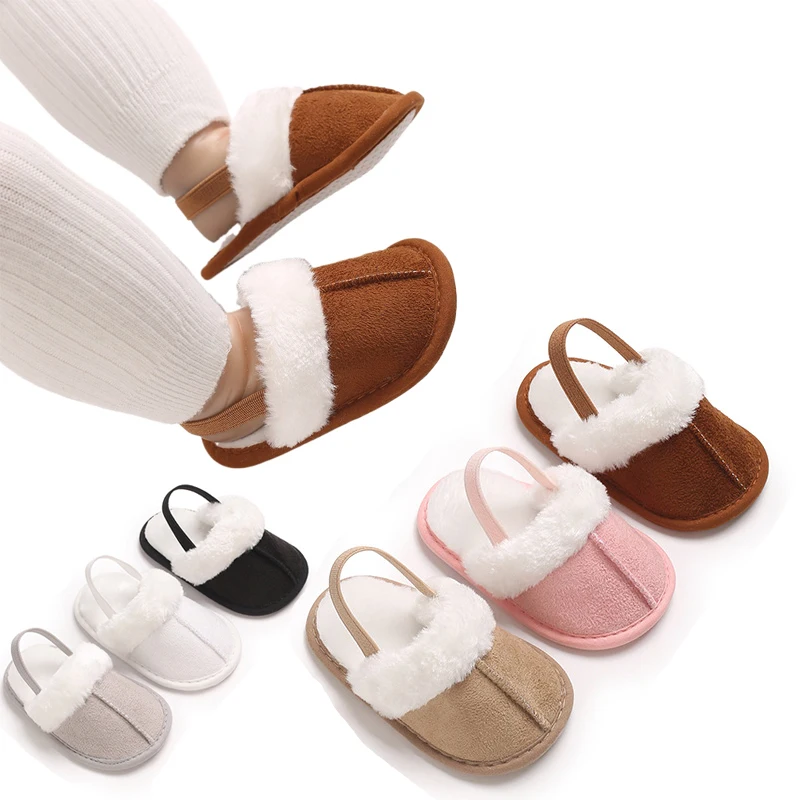 شباشب قطنية للخريف والشتاء للأطفال من الذكور والإناث بطول 7-18 متر مع نعل ناعم عازل من القطيفة أحذية مشي داخلية مريحة #2