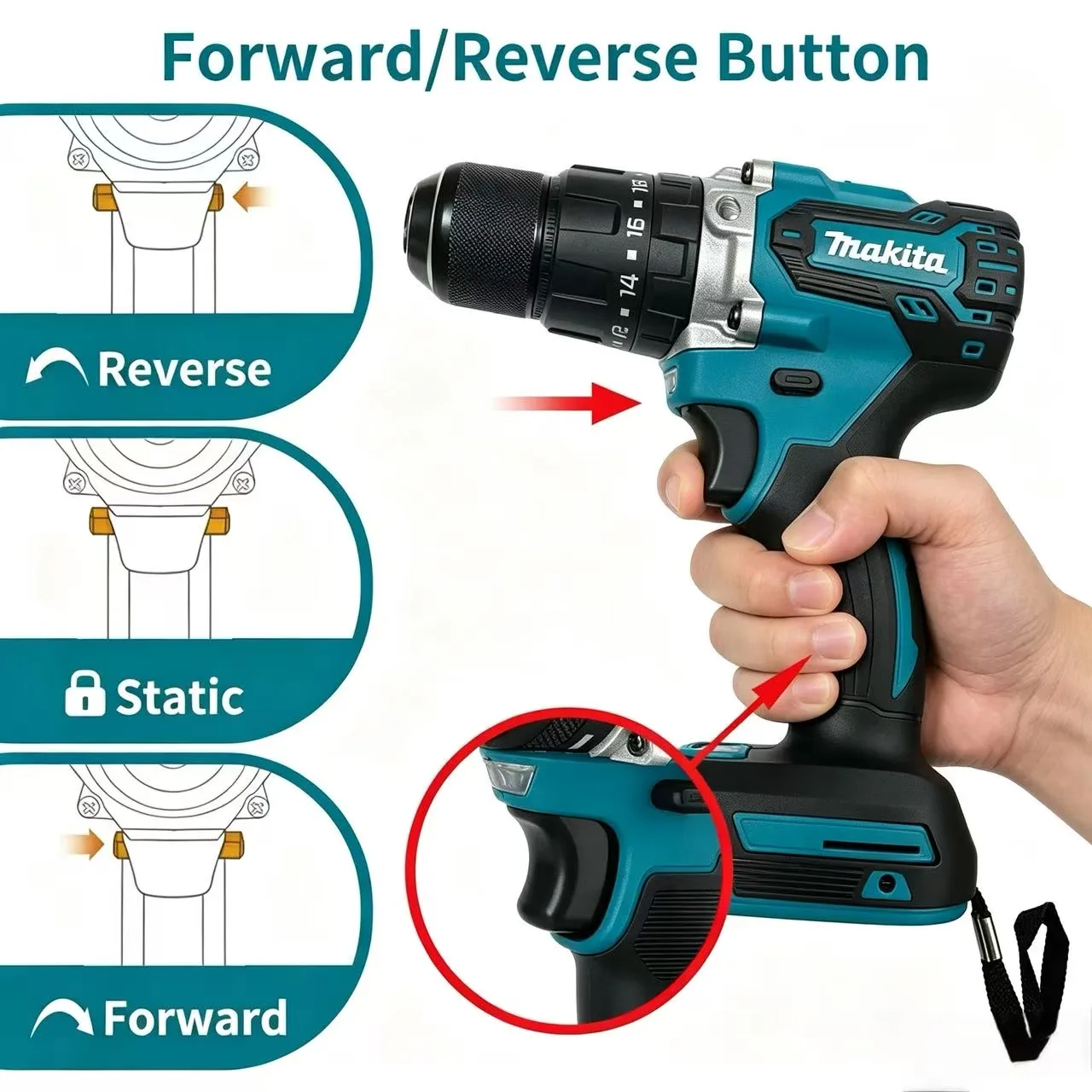 

Makita DDF487 18V Brushless Drill Driver 40Nm 1700RPM 13mm Keyless Chuck XPT Twin LED For Makita 18V Battery Tool Only
