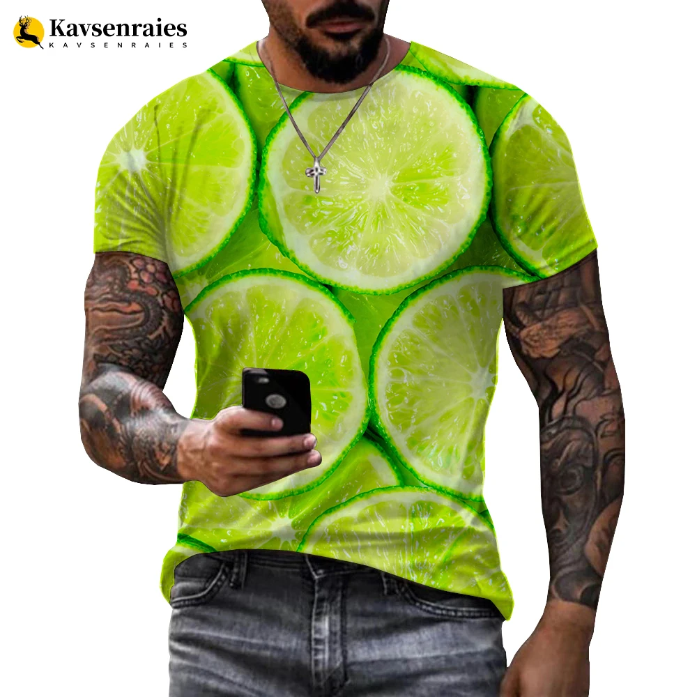 Fruit Green Lemon 3D Print T Shirt Summer Men Tangerine T-shirt Short Sleeve Digital Orange 3D Printed T-Shirts 6XL