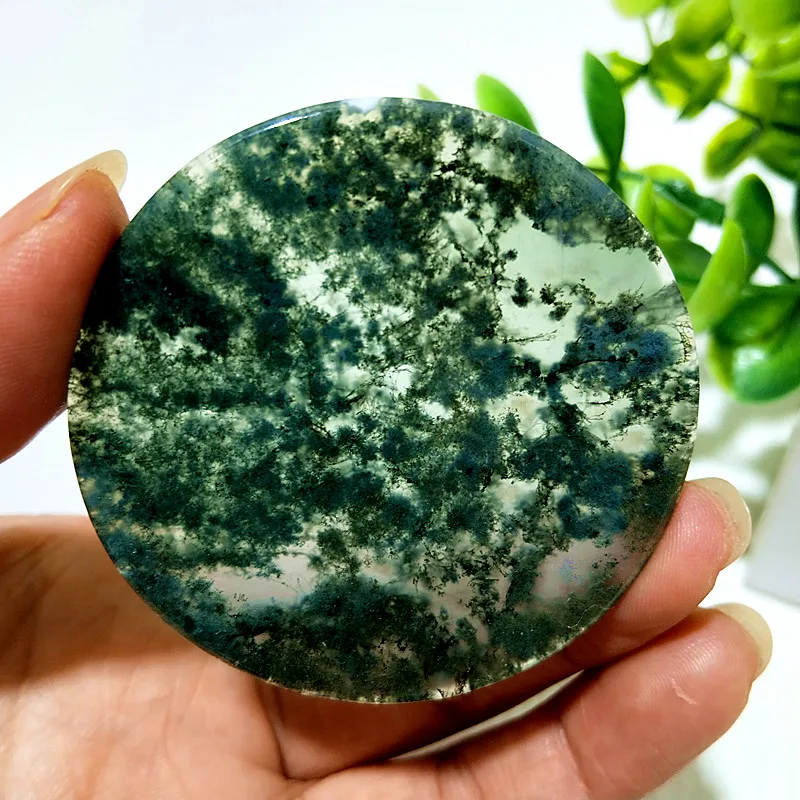 

Natural Stone Moss Agate Crystal Bangle Core Material Spiritual Meditation Energy Reiki Healing FengShui Crystal Room Decoration