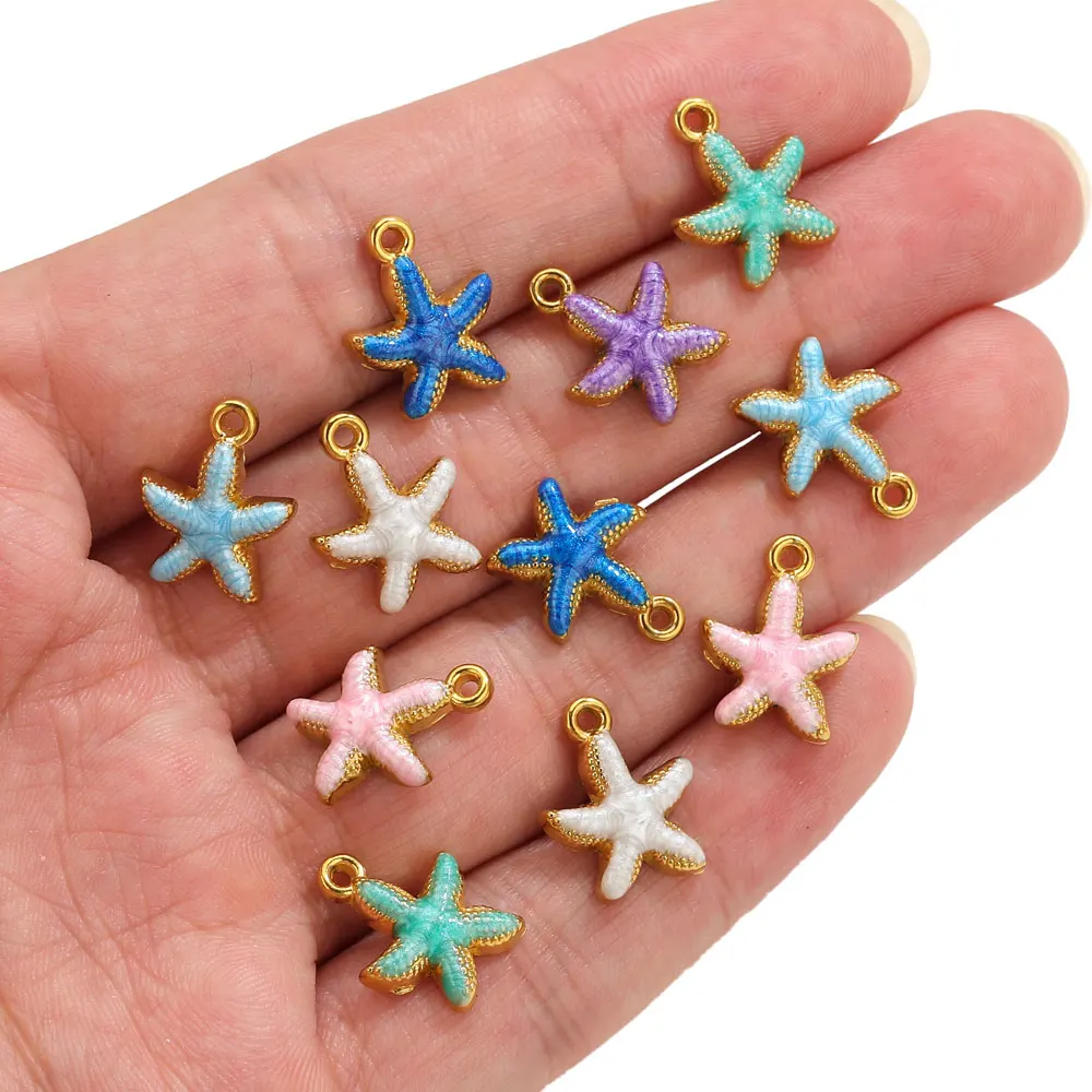 

5pcs Stainless Steel Enamel Starfish Charms For Jewelry Making DIY Bracelet Necklace Jewelry Gold Pendants Handmade Crafts
