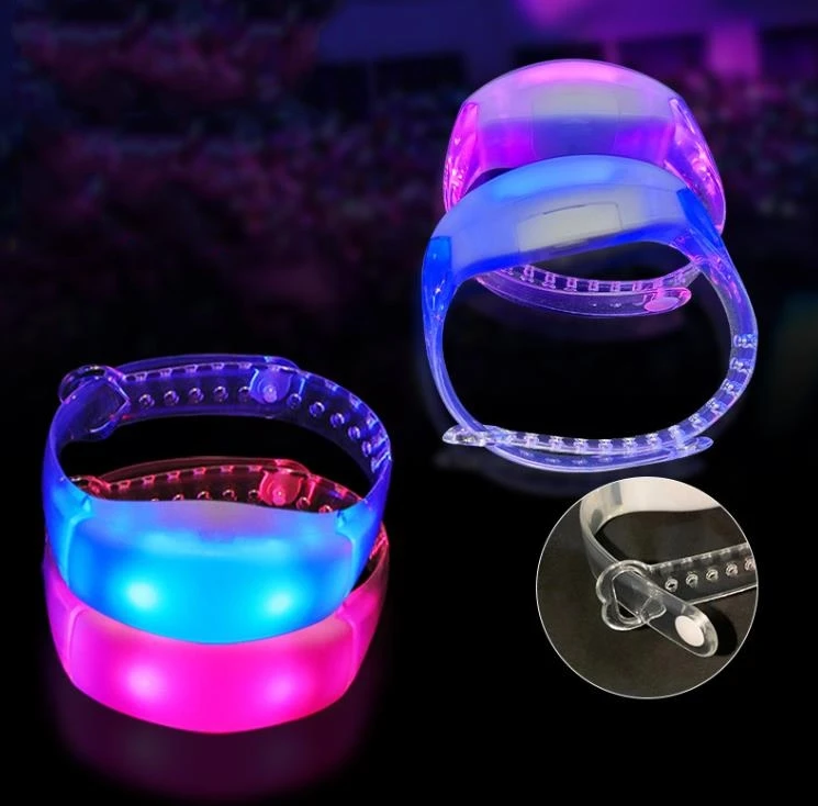 500pcs TPU LED Bracelets RGB Color Changing Silicone Luminous Wristband With 43Keys 400 Meters 10 Area Zones SN4499