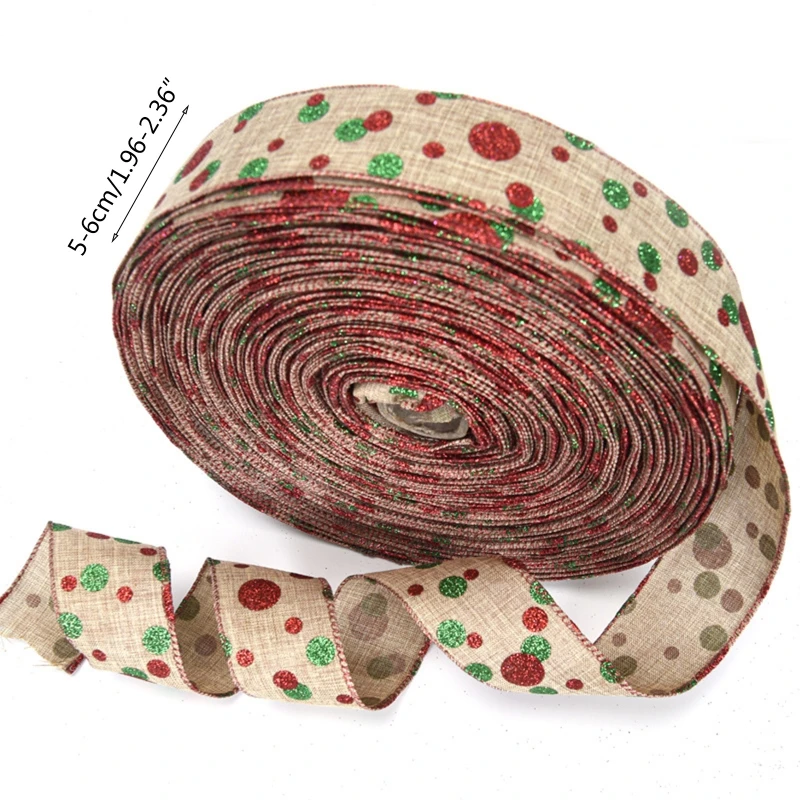 10 Rolls Rustic Burlap Cartoon Elk Christmas Ribbon DIY Gift Wrapping Decoration