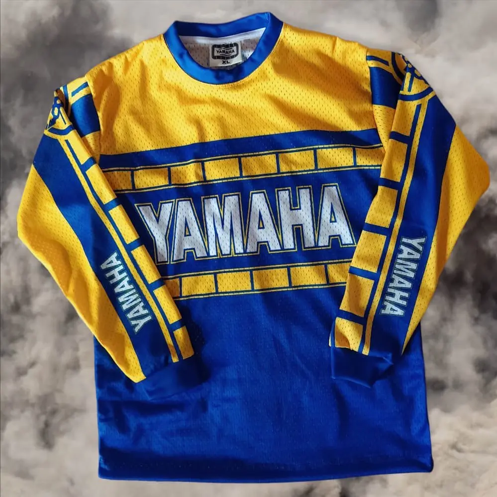 2026 Estate nuova moda retrò Yamaha Casual tuta da ciclismo a maniche lunghe da uomo da corsa camicia sportiva traspirante ad asciugatura rapida oversize