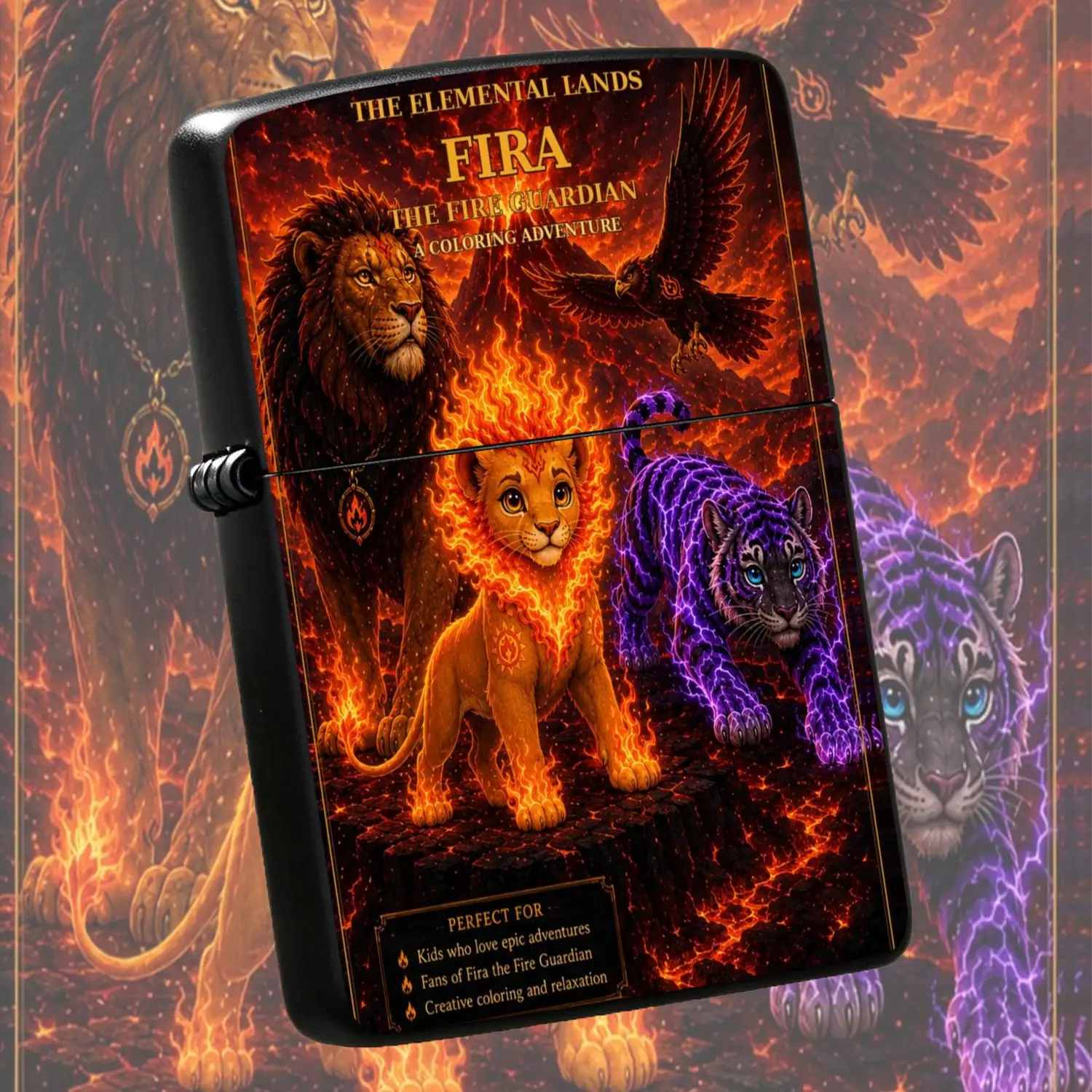 All-Scenario ElementalGuardian Themed Lighter, Featuring Fantasy Fira TheLion Adventure Design, Portable Creative Atmospheric Daily Useful Item, Suitable For All Kinds Of Daily Usage Scenarios, Combin A Humorous And Interesting Lighter