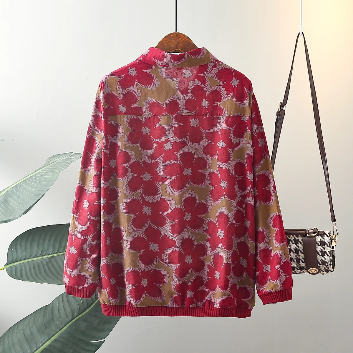 Womens Plus Size Shirt Autumn Casual Clothing Senior Floral Long Sleeve Cotton And Linen Curve Tops T84 2320