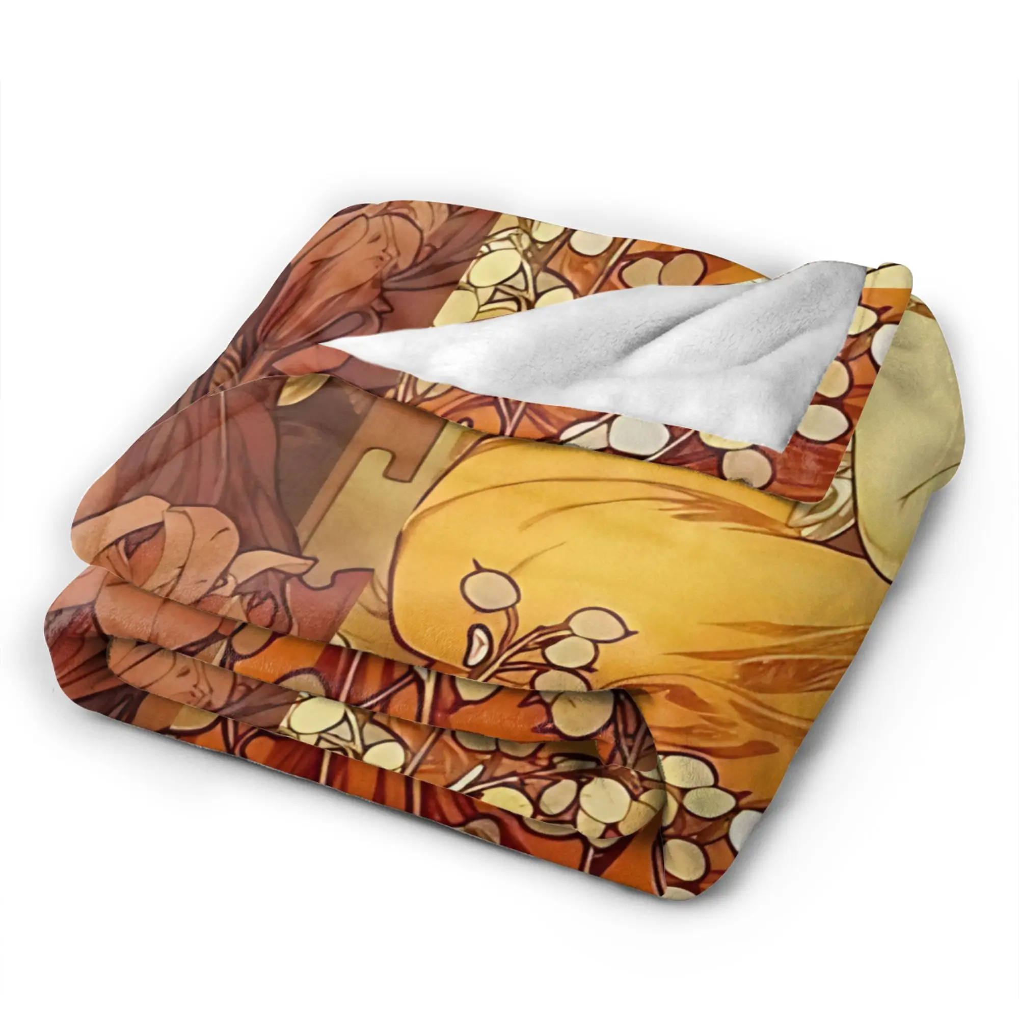 Language of Flowers Alphonse Mucha   Plush Blanket Kids  Flannel Throw Blanket Warm Customized Quality Bedspread Gift Idea
