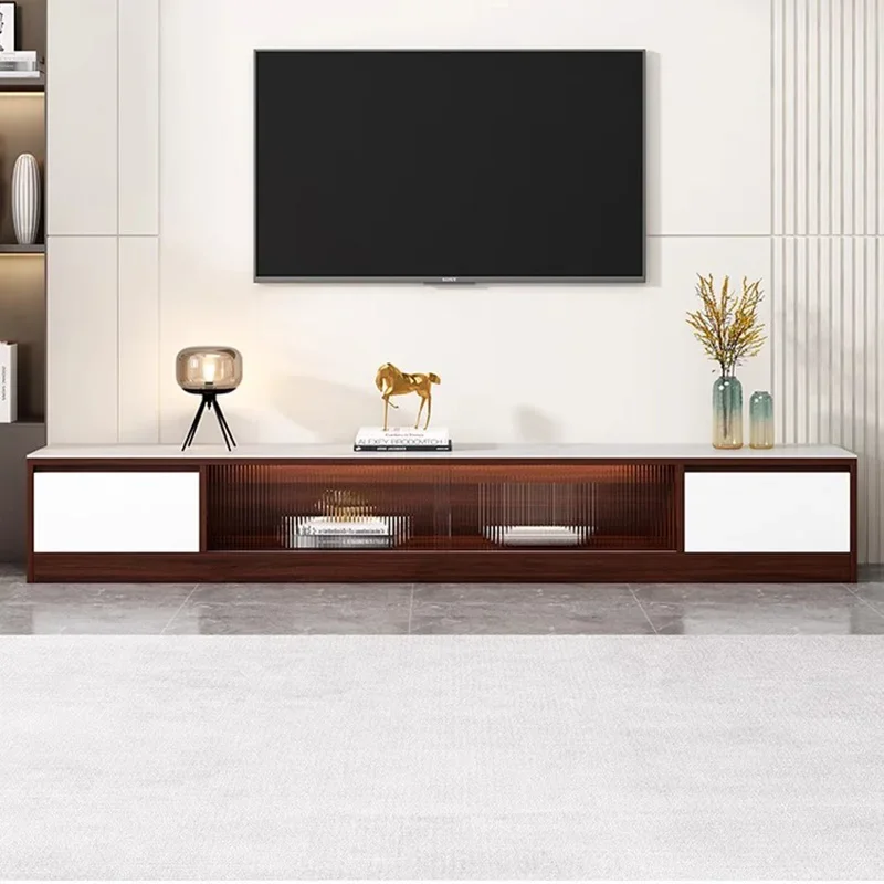 Mueble para TV de Estilo Glam de Mediados de Siglo, Mueble para TV de Vidrio de Estilo Retro Europeo con Cajones, Mueble de Diseño para Salón, Muebles para el Hogar