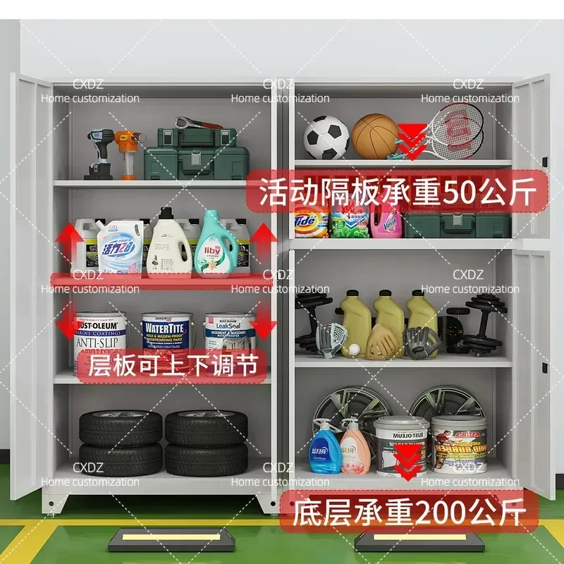 Large Capacity Garage Storage Cabinet with Electronic Combination Lock Thickened Iron Locker for Basement Installation