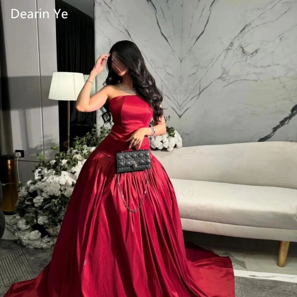 

Saudi Arabia Evening Dress Dearin Strapless A-line Floor Length Skirts Draped Bespoke Occasion Dresses Prom Formal Gown