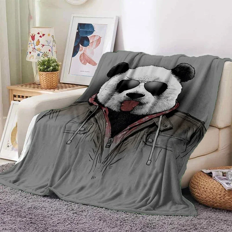 

3D print Funny Panda Blanket Soft Plush Flannel Throw Blankets for Sofa Bed Couch Best Gifts All Season Light Bedroom blanket ﻿