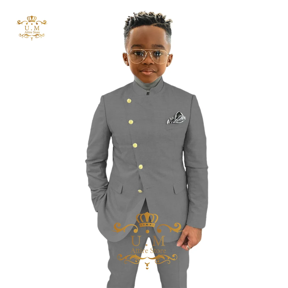 

Boys' tailored suit 2 piece set blazer pants African formal wedding outfit for kids age 2-16, prom dinner birthday party gifts