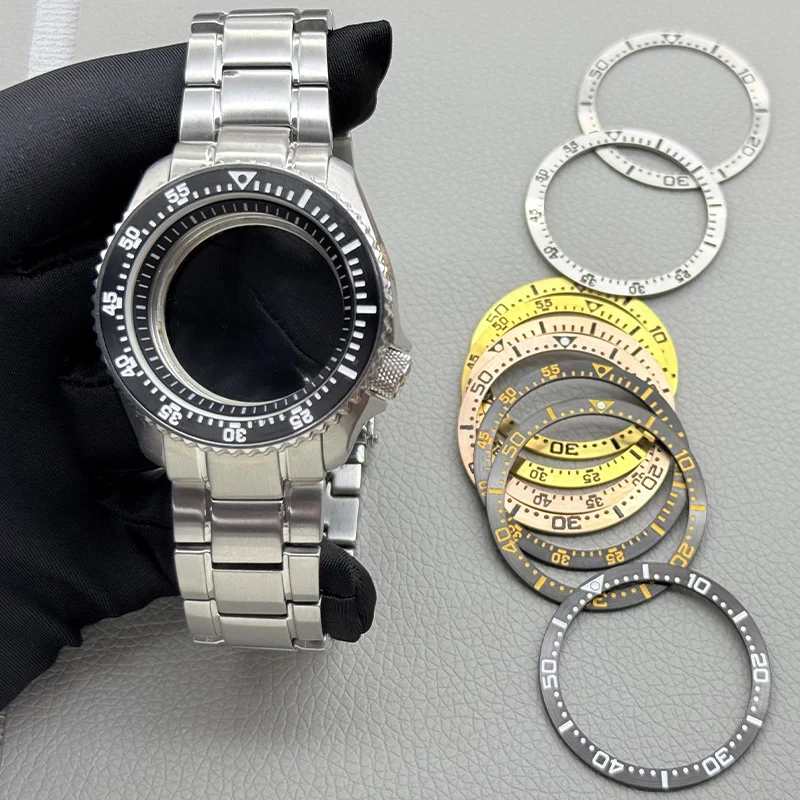 Customized 42mm Silver NH35 Case SKX007 Watch Case Flat Sapphire Glass Fit 7S26 4R35 NH35 NH36 Movement 28.5mm Dial Mod Case