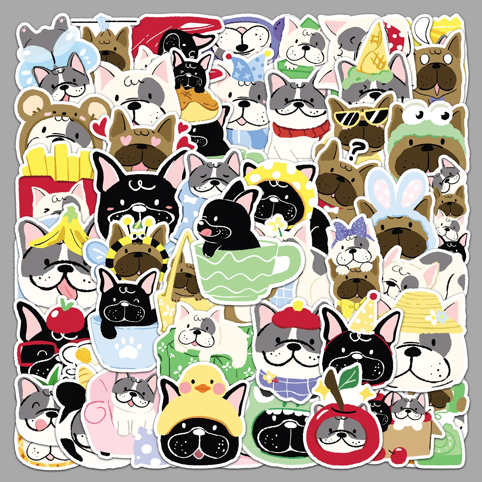 

50PCS French Bulldog Cute Puppy Pet Graffiti Stickers Waterproof Decals Children's Toys Gifts DIY Water Cup Pencil Box Scrapbook