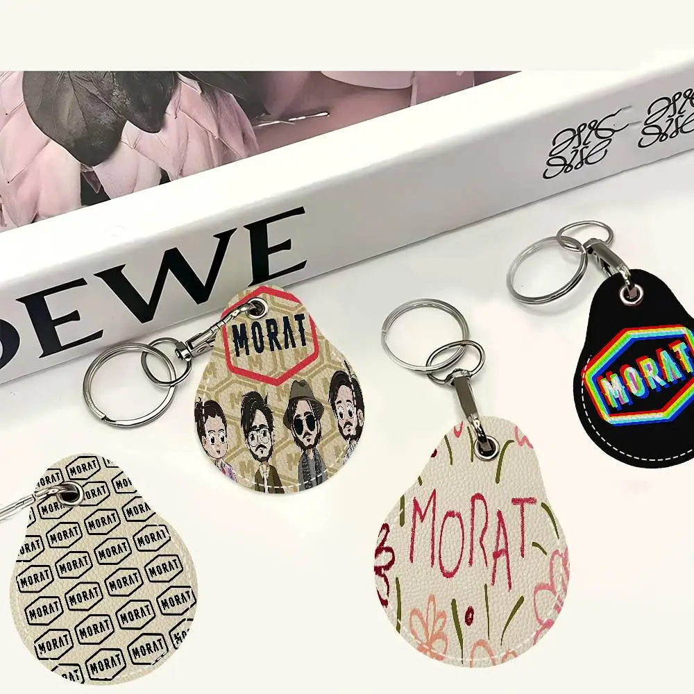 M-Morat Band 1PCS PU Leather Keychain Protective Case Door Lock Access Control Tags Card Bag Key Tag Ring