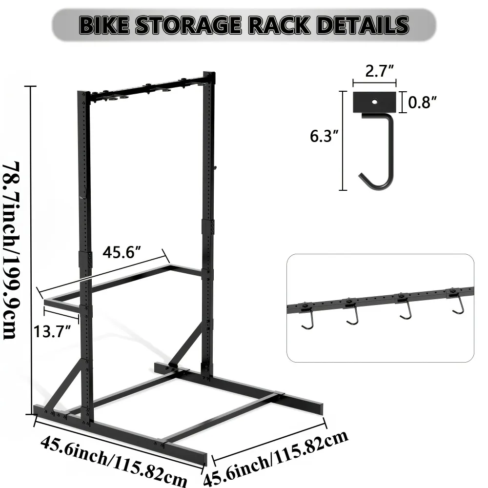 Freestanding Bike Stand Vertical Bike Storage Stand Rack for Garage Indoor Bicycle Organizer with Adjustable Hooks for 5 Bikes