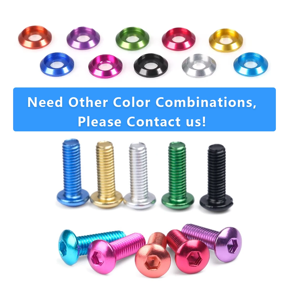 

M6 Anodised Aluminium Model Fittings Hex Socket Button Screw 5Set Washers Bolts Kit for DIY Projects