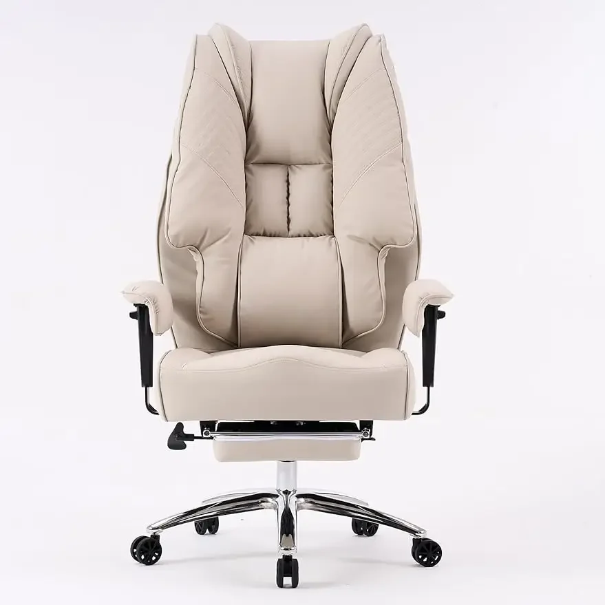 

Big and Tall Office Chair 400lbs Wide Seat, Leather High Back Executive Office Chair with Foot Rest