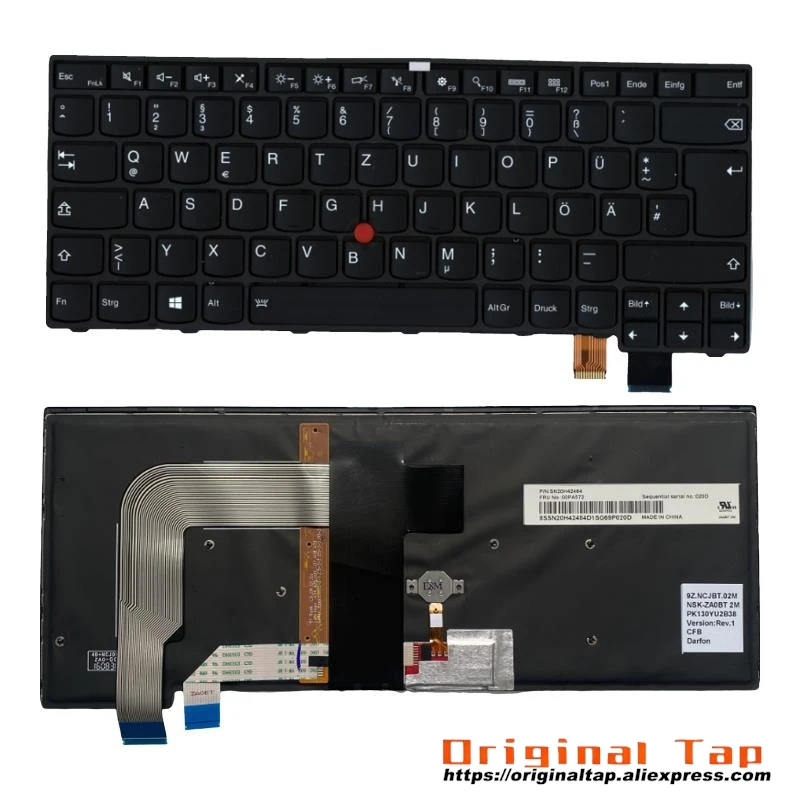 DE German Backlit Keyboard for Lenovo Thinkpad T460s 01YR100 01YT154 00PA464 00PA546