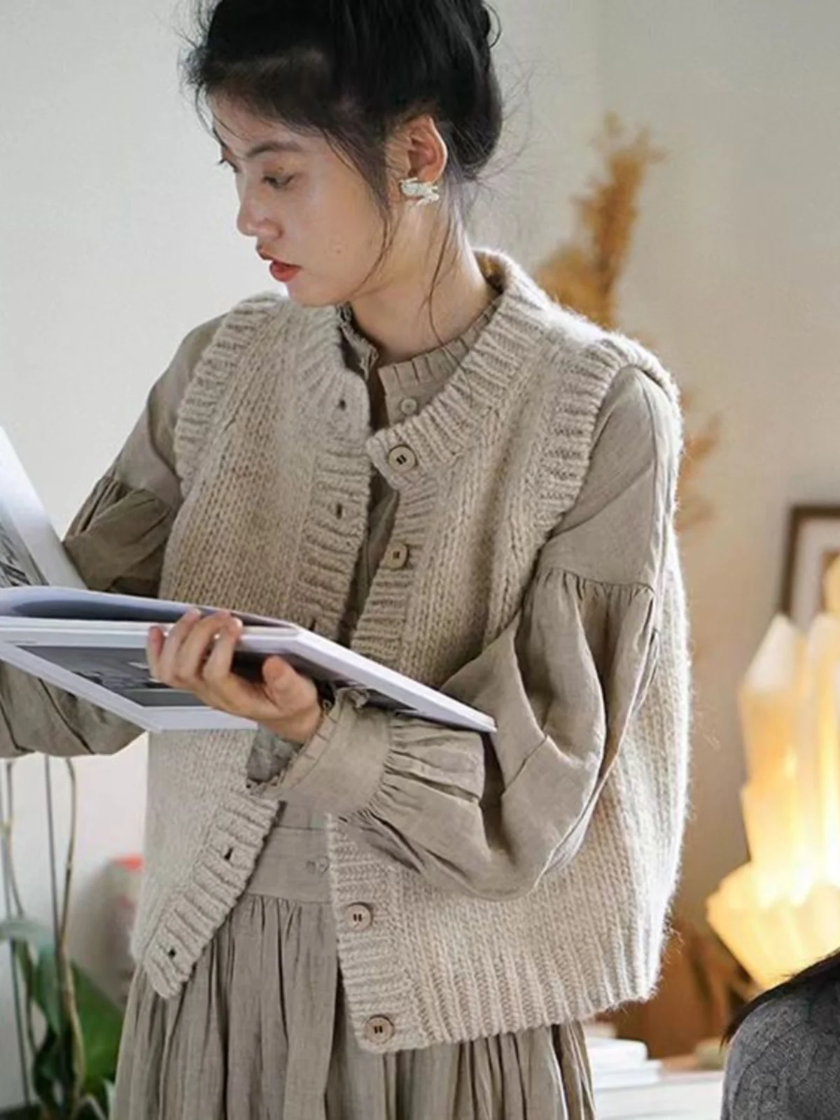 

Design Sensation Шерстяной вязаный жилет ort Sve Женская мода Осень Зима Новый многослойный топ без све