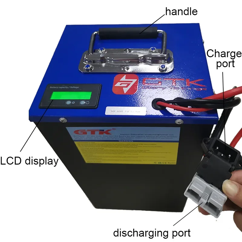 GTK 48V 100Ah 80Ah 70Ah 60Ah 50Ah 40Ah 30Ah 20Ah Lithium Ion Battery for 1kw 2kw 3kw electric two three wheel  +Charger