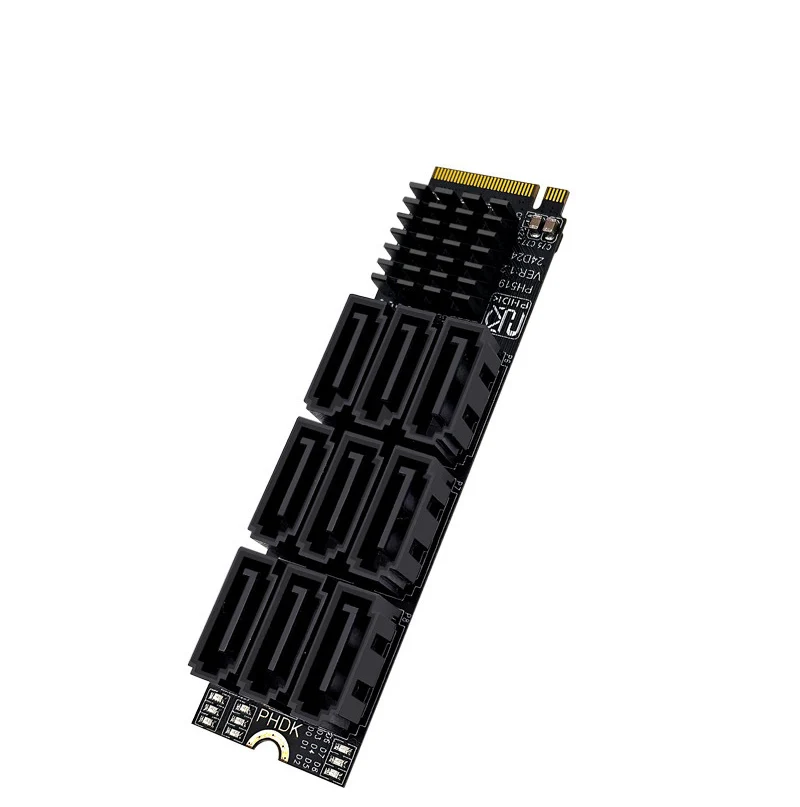 NEW M.2 NVME PCIE MKEY to 9Ports SATA3.0 Adapter Add on Card Riser SATA III 6Gbps Chassis Server PC Computer Expansion Card