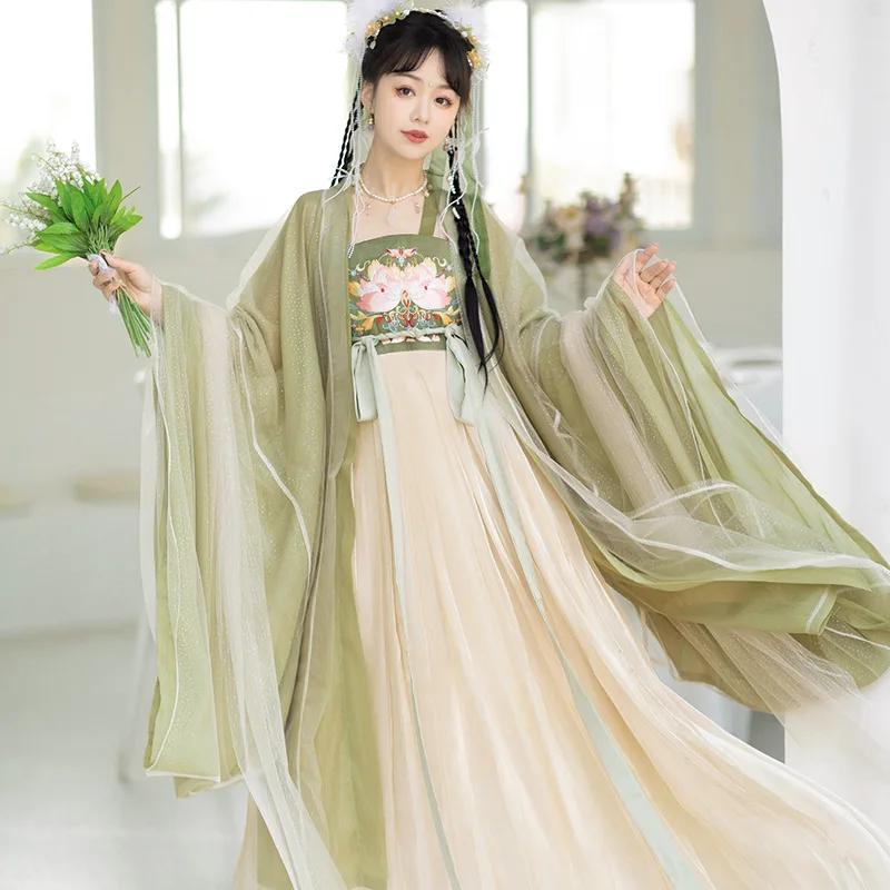 

NT173 Original Hanfu Female Tang Style Big Sleeve Shirt Chest Chebule Skirt Improved Han Elements Double Spring Summer New