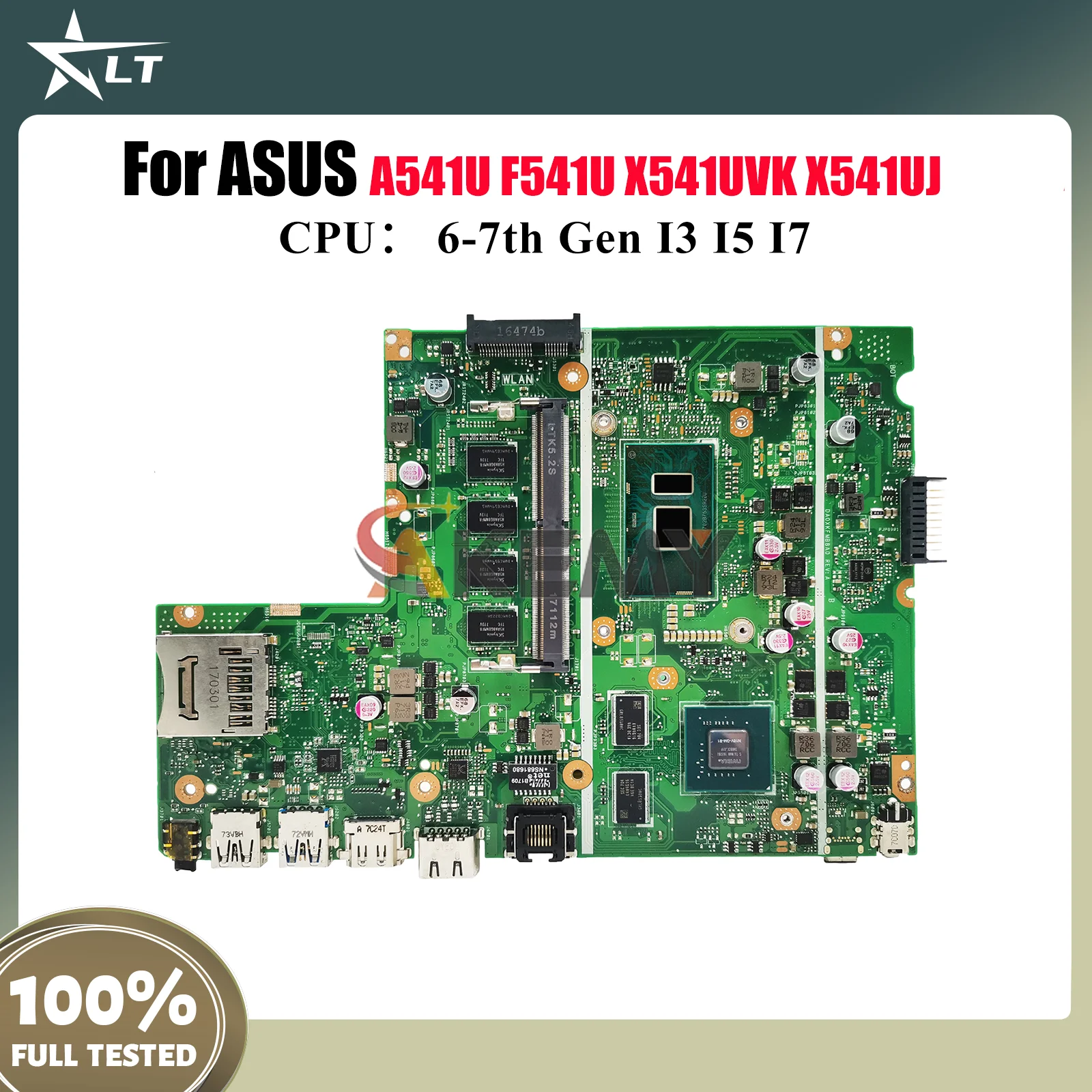 Placa-mãe para laptop X541UVK, placa principal para ASUS VivoBook X541UAK R541U X541U A541U F541U X541UJ X541UVK X541UV A541U I3 I5 I7 CPU