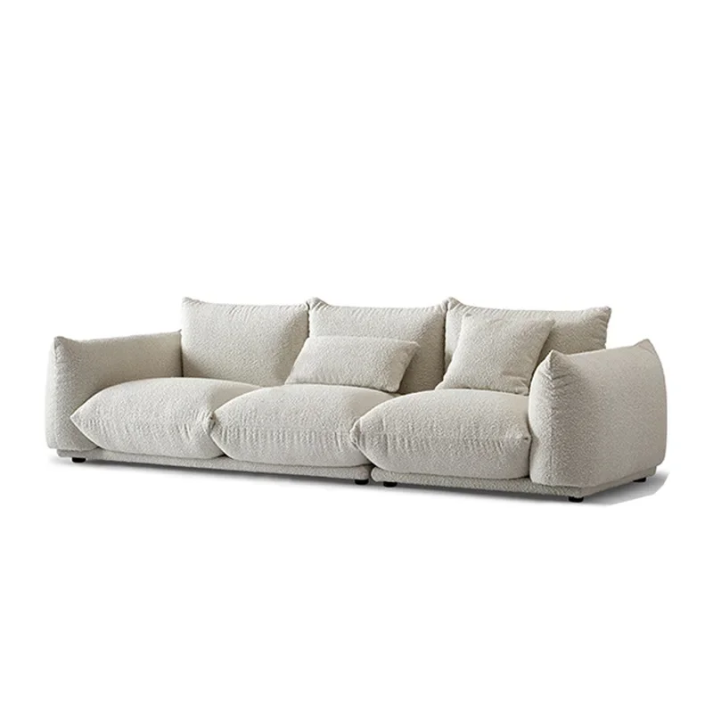 

Wabi-sabi wind granular wool lamb wool fabric sofa white bread special-shaped cream wind straight row Japanese sofa