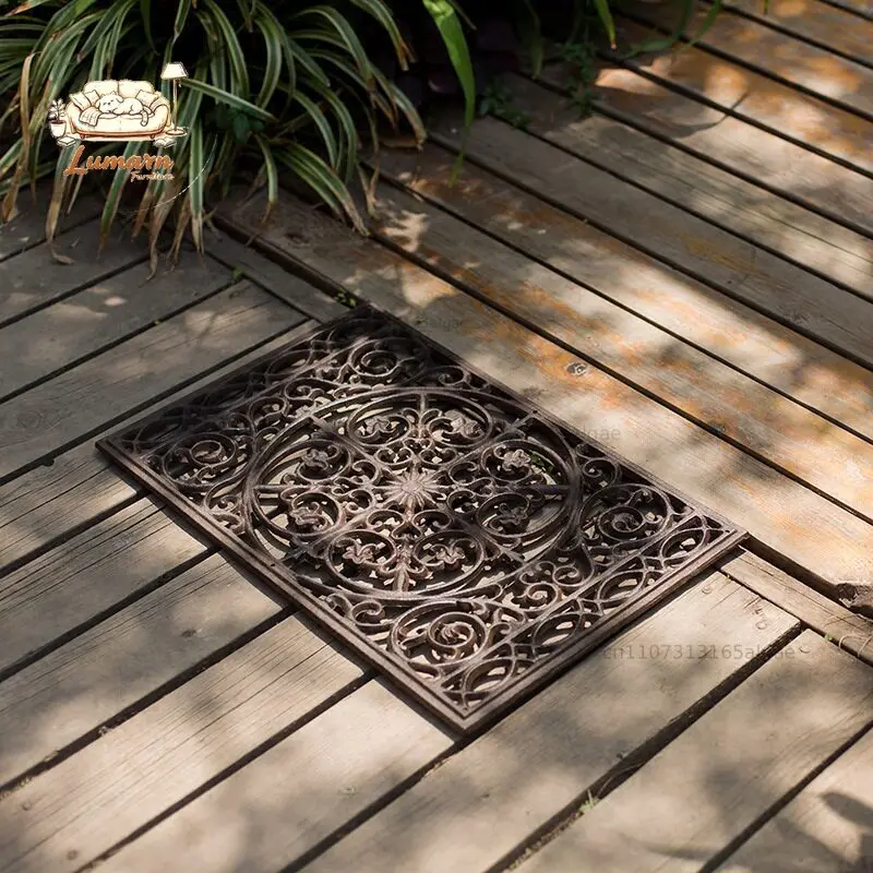 American retro cast iron craft foot mat door mat non-slip mat garden villa courtyard foyer decoration groceries