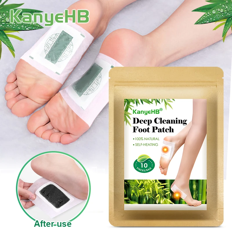 10pcs=1bag Bamboo Foot Detoxification Patch Detox Foot Patches Improve Sleep Relax Foot Body Deep Cleaning Clearing Damp W028