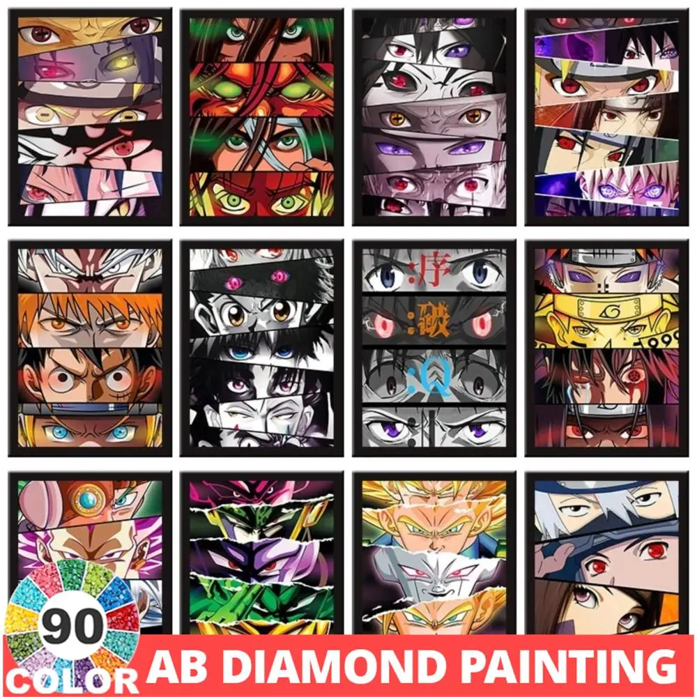 

AB Northern Lights Japanese Anime 90 color Diamond Painting Ninja Eye Embroidery 5D DIY Mosaic Velvet Cartoon Art Home Decor