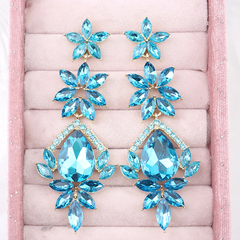 VEYO Long Rhinestone Crystal Drop Earrings Luxury Big Earrings for Women Fashion Jewelry New Gift