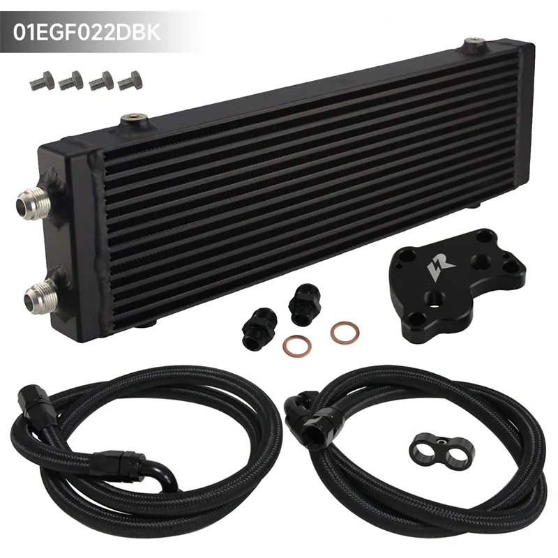 Bar & Plate Oil Cooler with AN10 Oil Hoses & Adapter Plate Small/Medium/Large Dual Pass for Mini Cooper S R53 R50 R52 1.6L 02-06