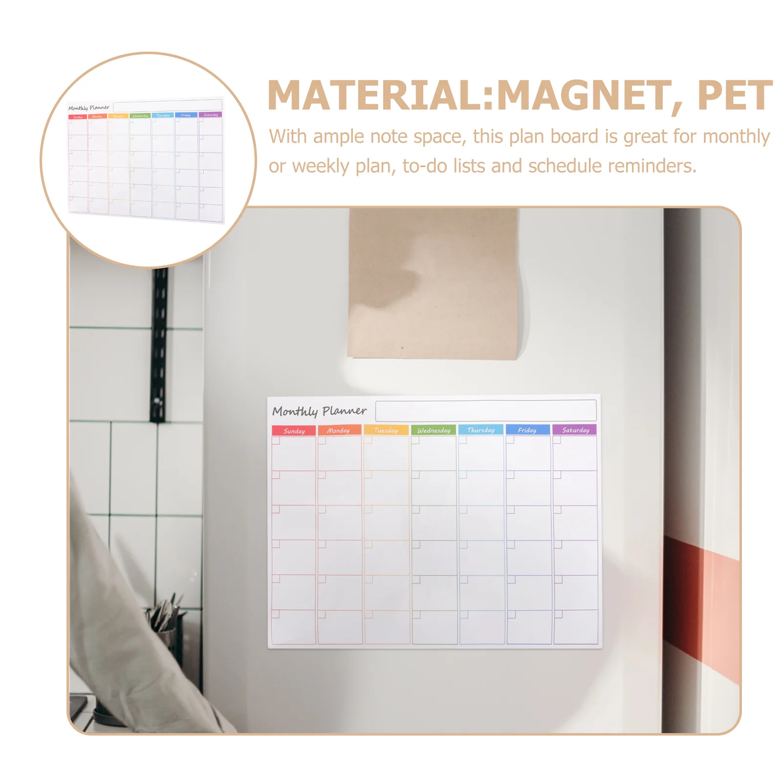 Monatsplaner, Kühlschrankmagnete, Kalender, weiße Tafel, trocken abwischbar, Familien-Magnetplan für Kühlschrank, Whiteboard