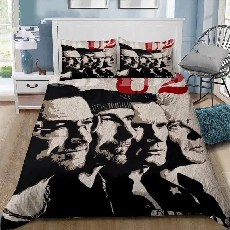 Juego de cama con estampado de banda de Rock para piezas, de 3 U-2 edredón de una sola cara, colchas cómodas, edredón, juego de cama King y Queen, regalo