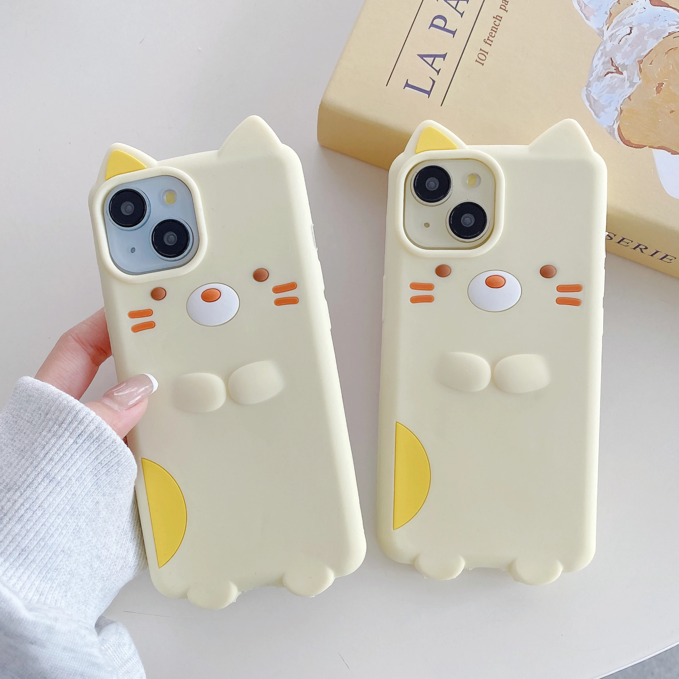 Kawaii Cartoon Sumikko Gurashi Cat Case For iPhone 16 15 14 13 12 11 Pro Max Soft Silicone Cover