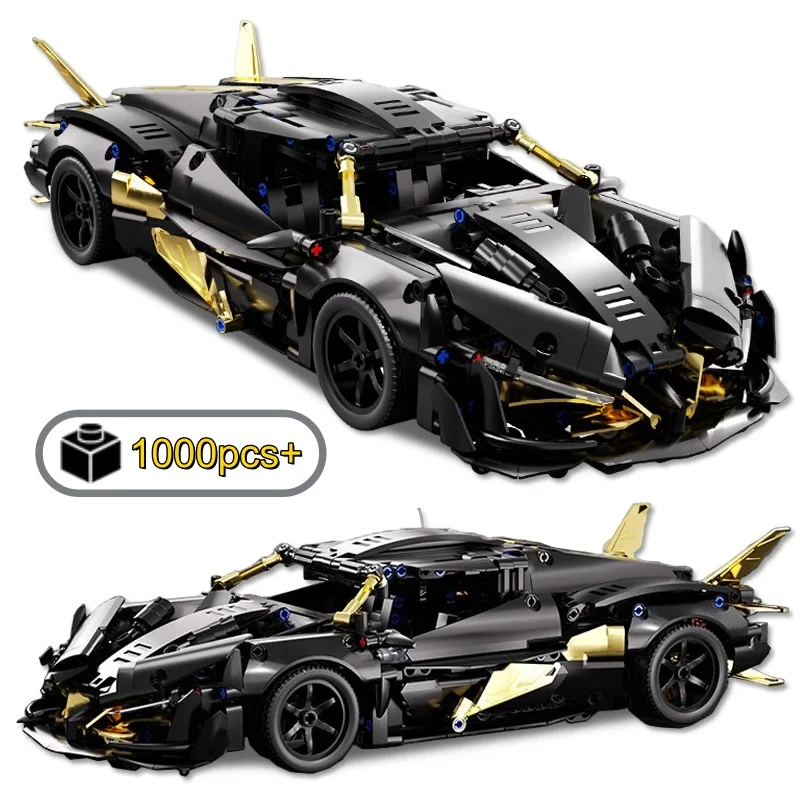 نموذج سيارة سباق أبولو الأسود التقني بنة إبداعية يمكنك صنعها بنفسك ألعاب ألغاز الطوب الخارقة هدية عيد الميلاد والهالوين والكريسماس #1