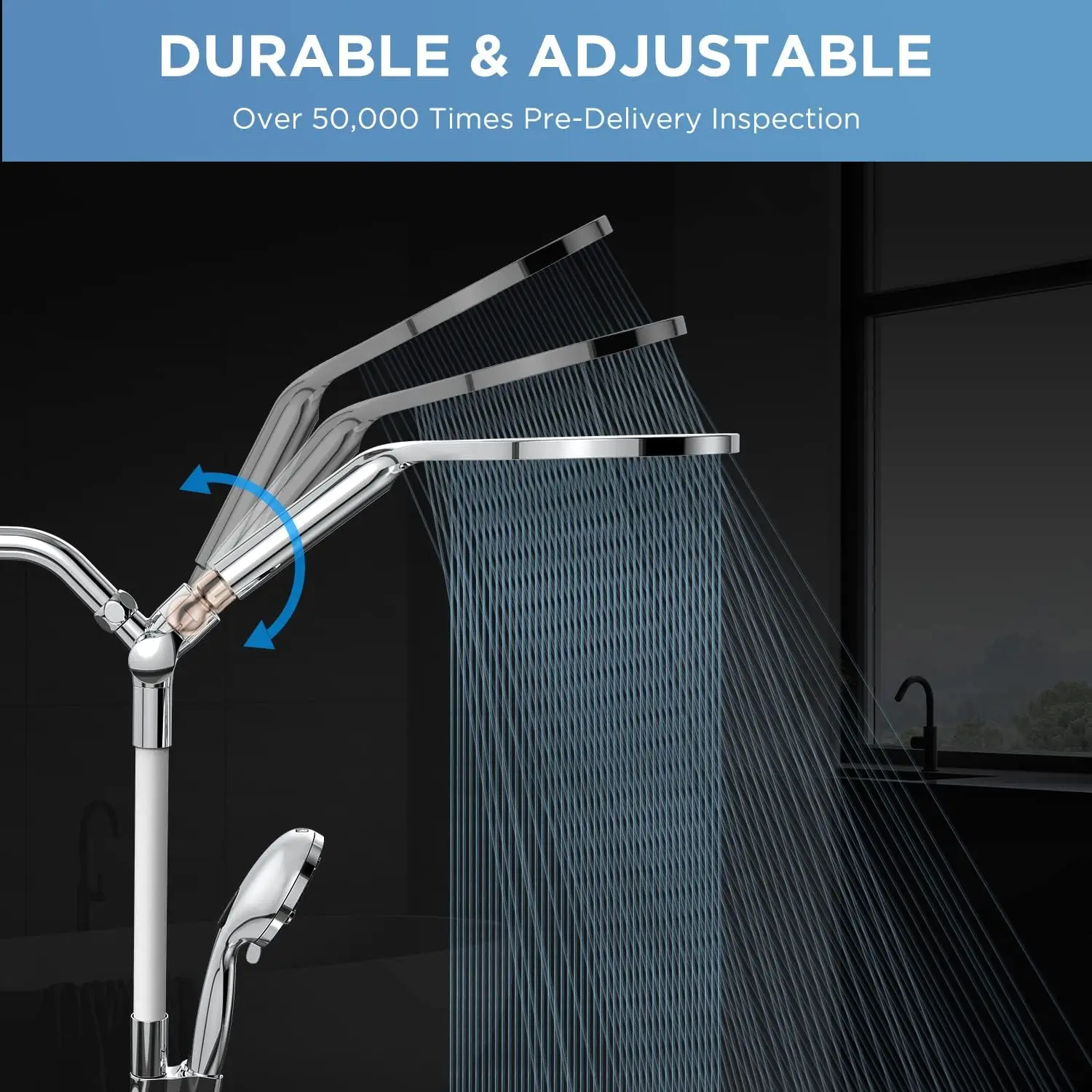 21-mode Dual Handheld Shower Head Combo, 2-in-1 System 8 Inch and 10 Modes High Pressure Hand Held  with Built-in Power Wash