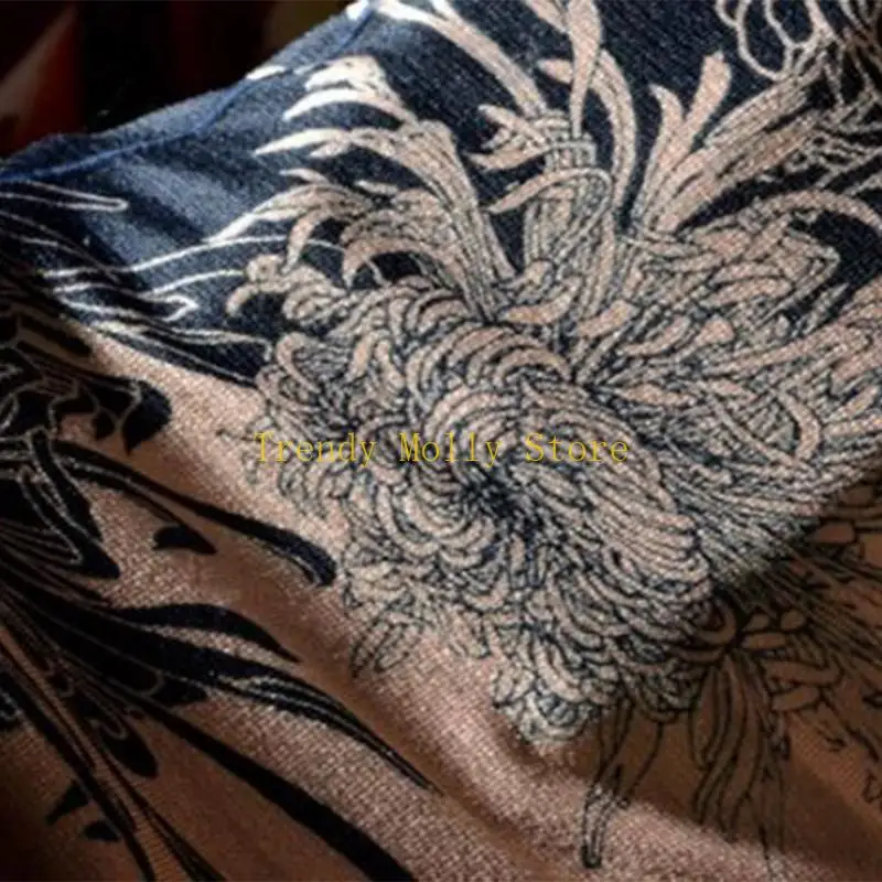 

N5KB Women Gradient Chrysanthemum Print Pranthose винтажные чернила рисунок с узором узкие леггинсы личность тату