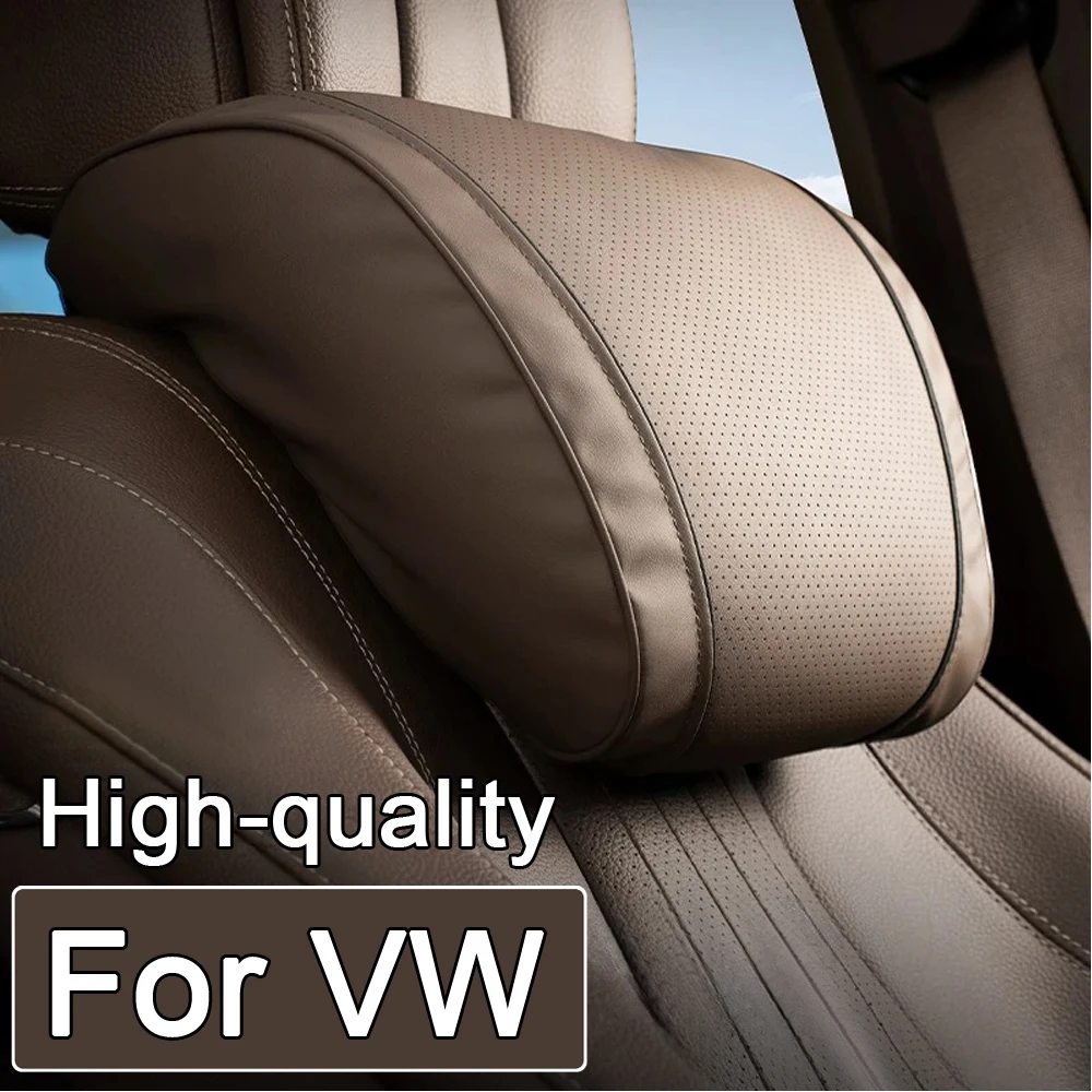 Car Headrest High-end Leather Car Neck Pillow Seat Lumbar Support For VW Golf 6 MK6 GTI Polo Passat B5 B7 Golf Jetta Touareg