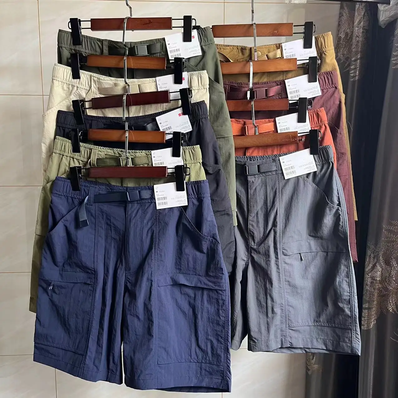 

Qui Dry Breathable Summer Men's Outdoor Casual orts Five-Point Pants Trendy Straight Leg mid Waist Sport Scene Color