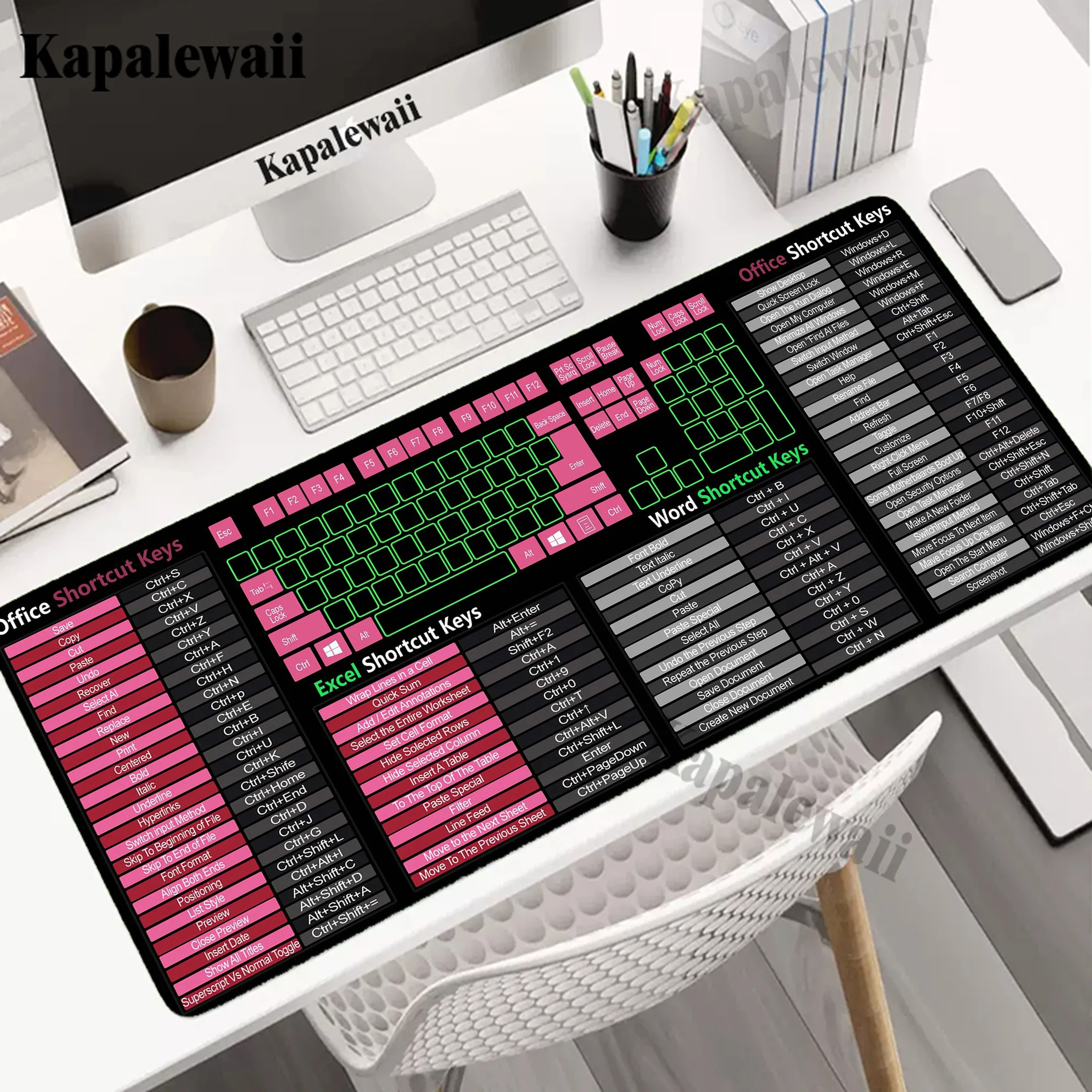 

Windows Shortcuts Gaming Mousepad Linux Pc 90x40cm Mouse Pad Excel Mousemat Office Rubber Pads Russian Desk Mat Keyboard Pads