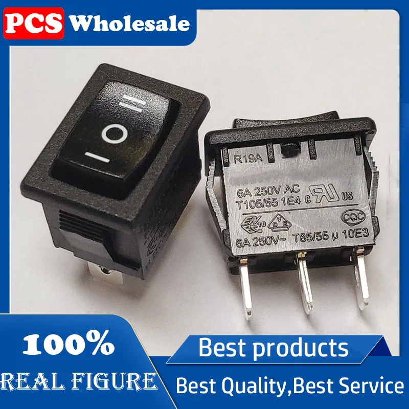 Original Taiwan R19A three-pin three-gear (on-off-on) open 13*19 ship type switch UL certification 6A 250VAC T85u