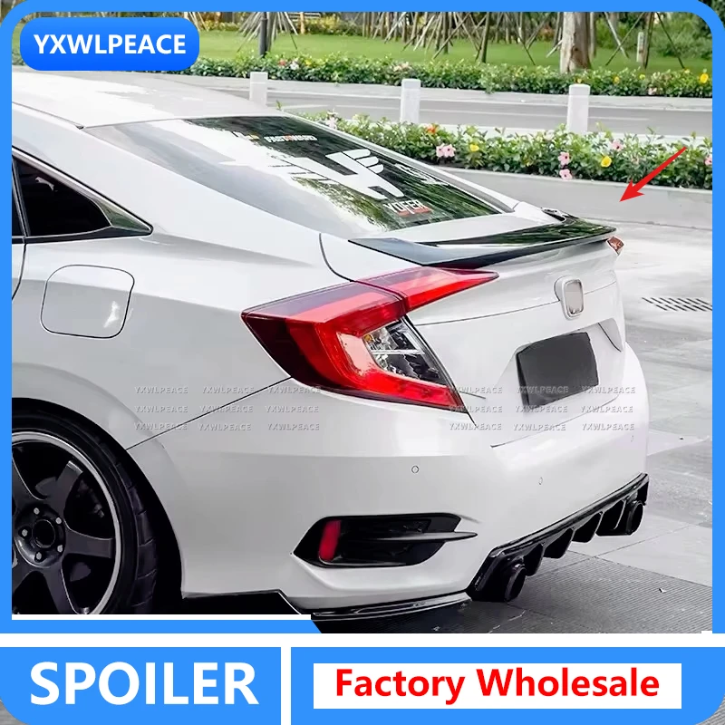 For Honda 10th Generation Civic Sedan 4 Door 2016-2020 ABS Material Primer Color Rear Trunk Lid Spoiler Car Accessories