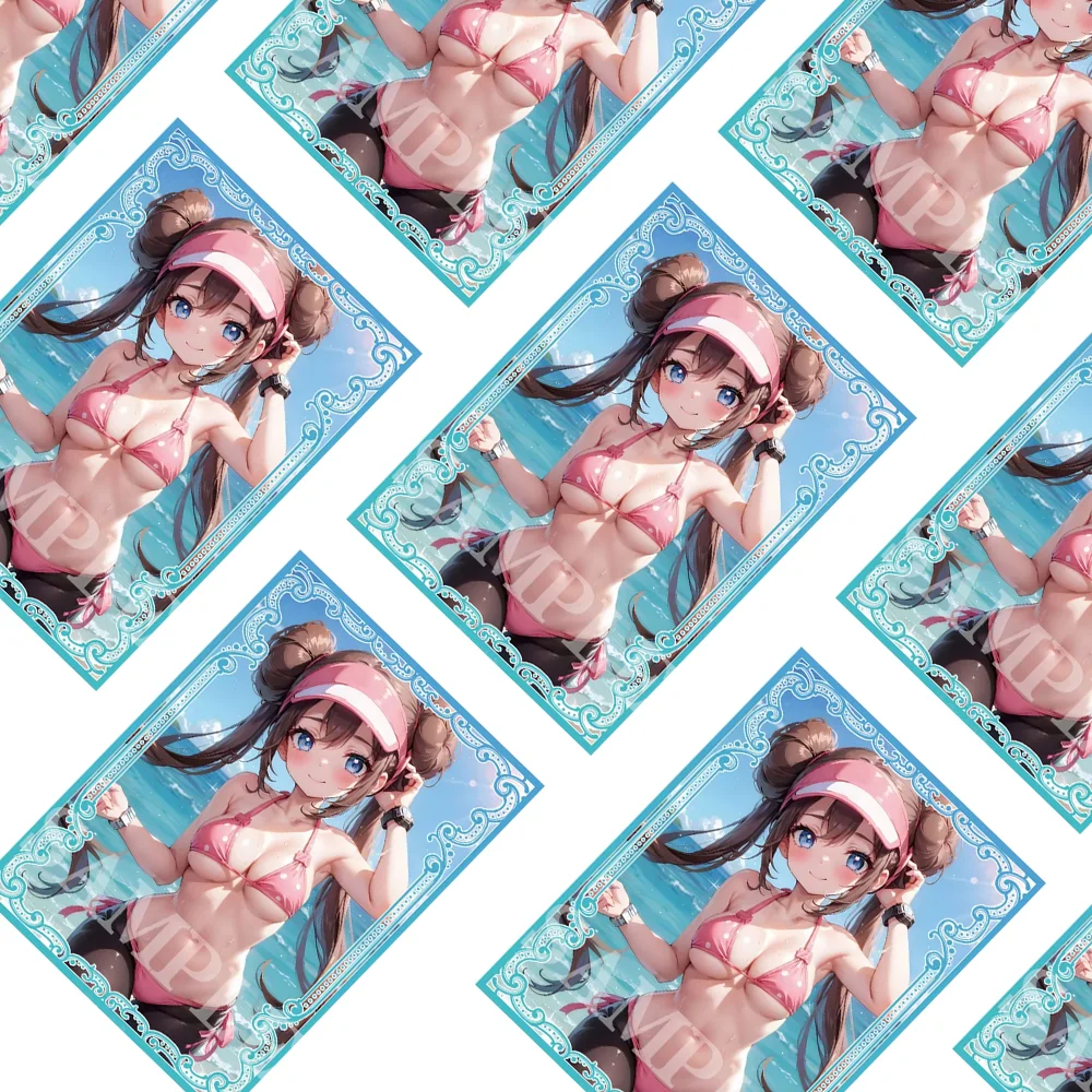 60 SZTUK 67X92mm Kostiumy Kąpielowe Rosa Anime Karty Karty Ochronne Błyszczące Flash Gra Planszowa Karty Kolekcjonerskie Ochraniacze na PKM/MTG Prezent Świąteczny