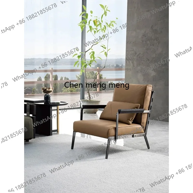 

Итальянский минималистичный кожаный одиночный стул для отдыха, современный минималистичный диван-книга из цельного дерева